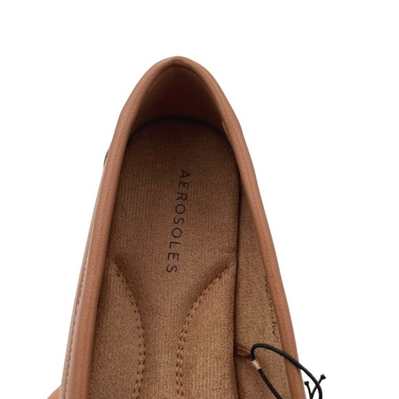 Aerosoles Womens Loafers Size 7.5-9 Wide Cognac Vegan Leather Cushioned Shoes - Picture 5 of 15